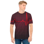 Red Heartbeat Print Men's T-Shirt