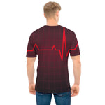 Red Heartbeat Print Men's T-Shirt
