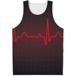 Red Heartbeat Print Men's Tank Top
