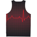 Red Heartbeat Print Men's Tank Top