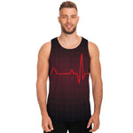 Red Heartbeat Print Men's Tank Top
