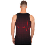 Red Heartbeat Print Men's Tank Top