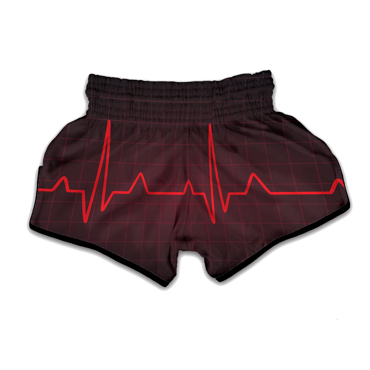 Red Heartbeat Print Muay Thai Boxing Shorts