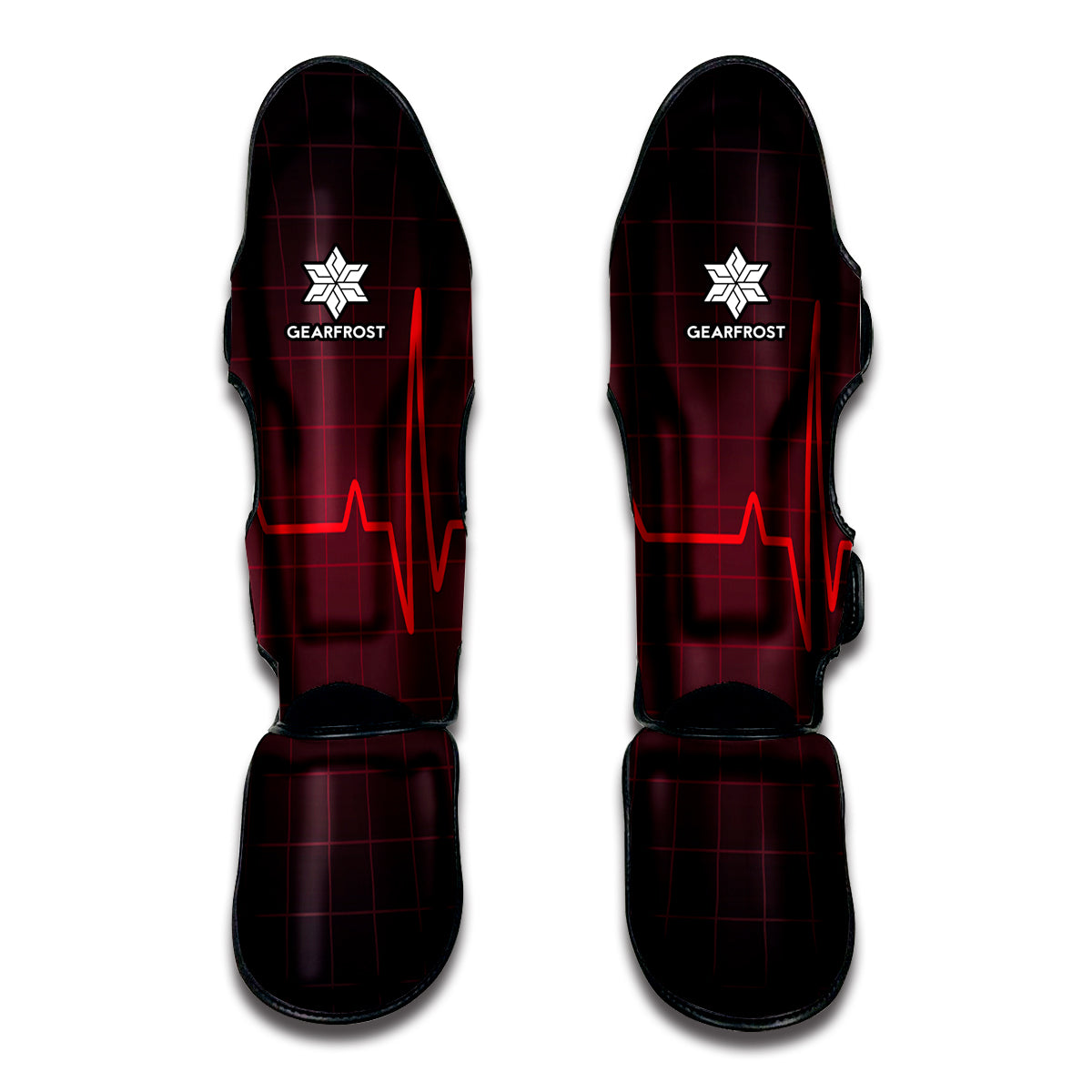 Red Heartbeat Print Muay Thai Shin Guard
