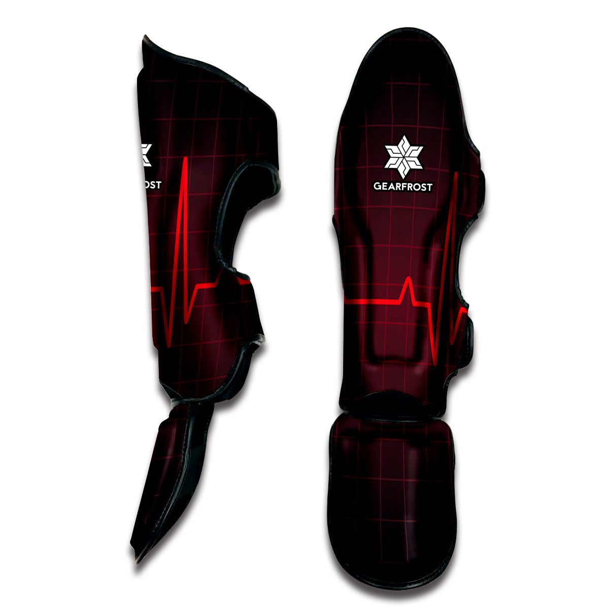 Red Heartbeat Print Muay Thai Shin Guard