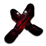 Red Heartbeat Print Muay Thai Shin Guard