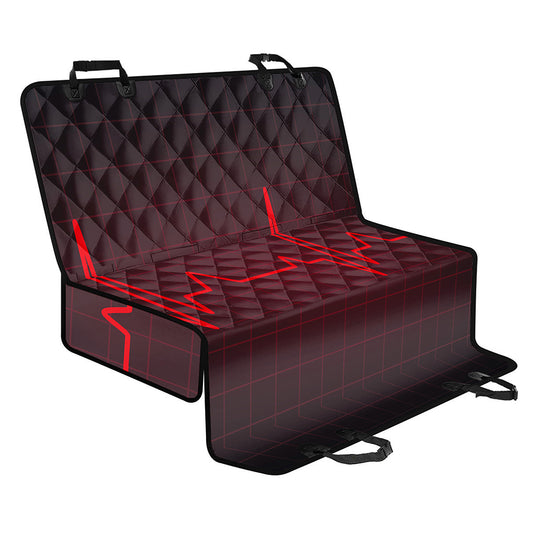 Red Heartbeat Print Pet Car Back Seat Cover