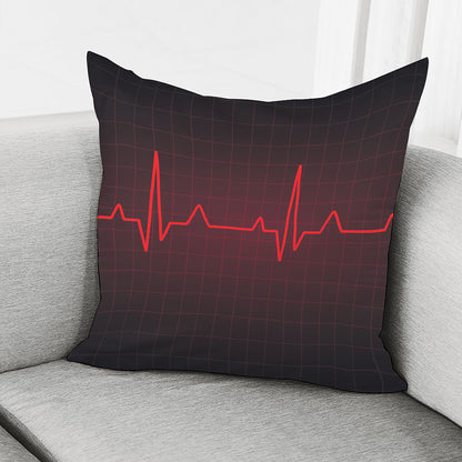 Red Heartbeat Print Pillow Cover