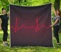 Red Heartbeat Print Quilt