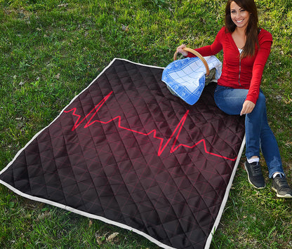 Red Heartbeat Print Quilt