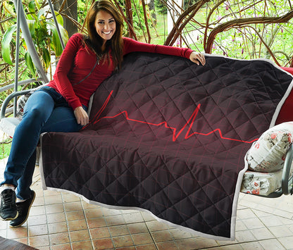 Red Heartbeat Print Quilt