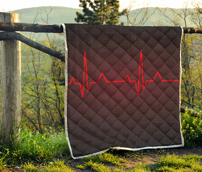 Red Heartbeat Print Quilt