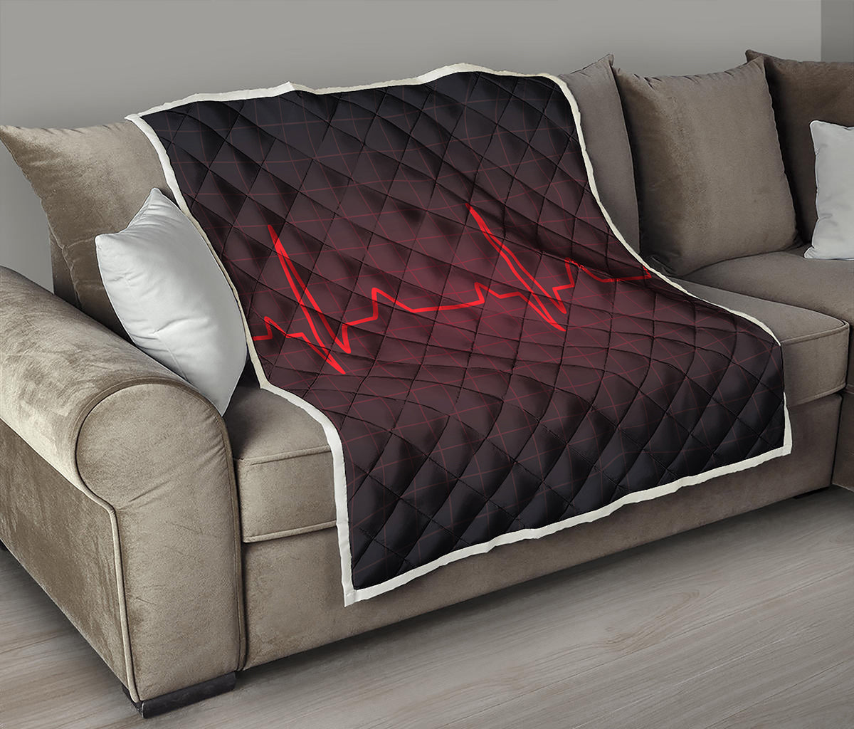 Red Heartbeat Print Quilt
