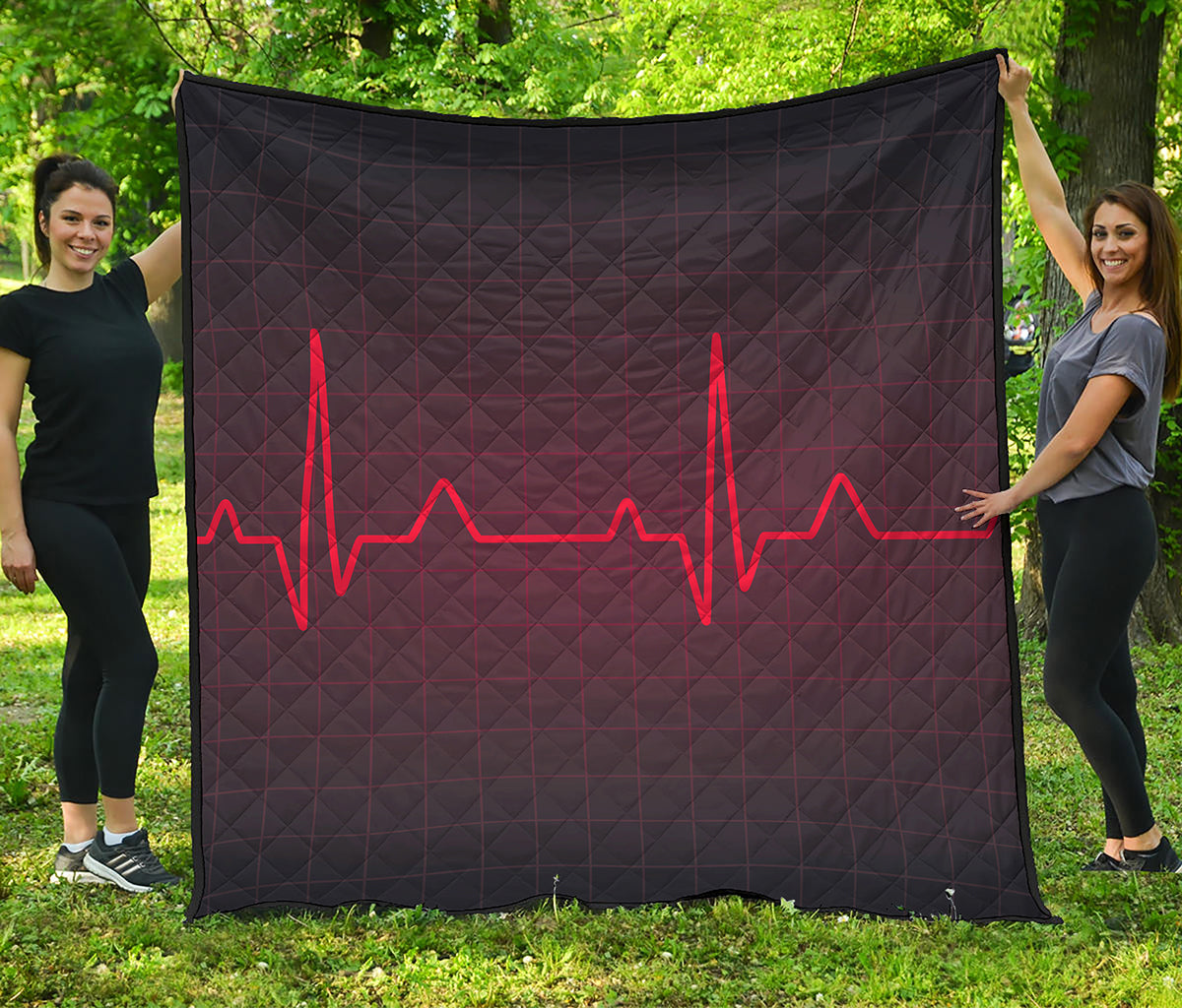 Red Heartbeat Print Quilt