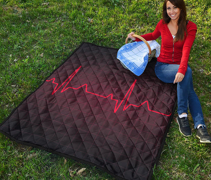 Red Heartbeat Print Quilt