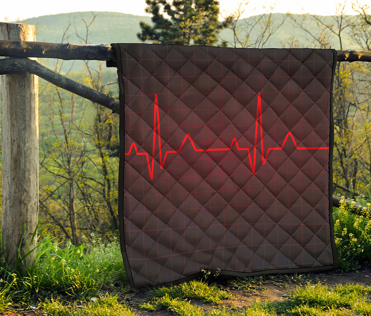 Red Heartbeat Print Quilt