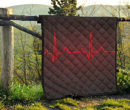 Red Heartbeat Print Quilt