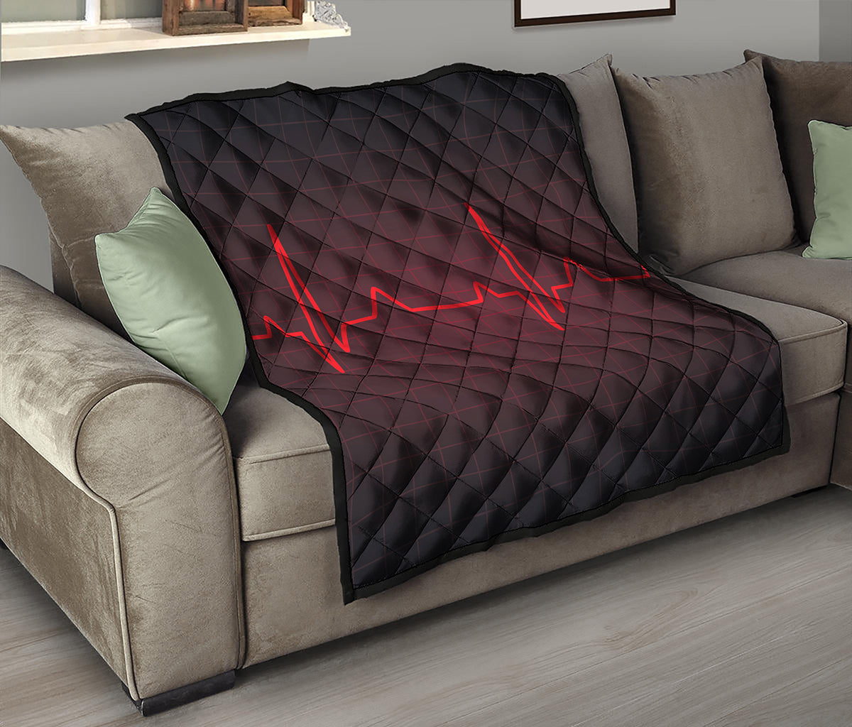 Red Heartbeat Print Quilt