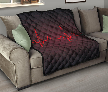 Red Heartbeat Print Quilt