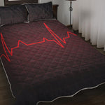 Red Heartbeat Print Quilt Bed Set