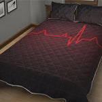 Red Heartbeat Print Quilt Bed Set