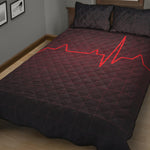 Red Heartbeat Print Quilt Bed Set
