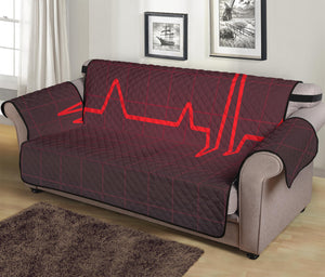 Red Heartbeat Print Sofa Protector