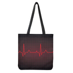 Red Heartbeat Print Tote Bag