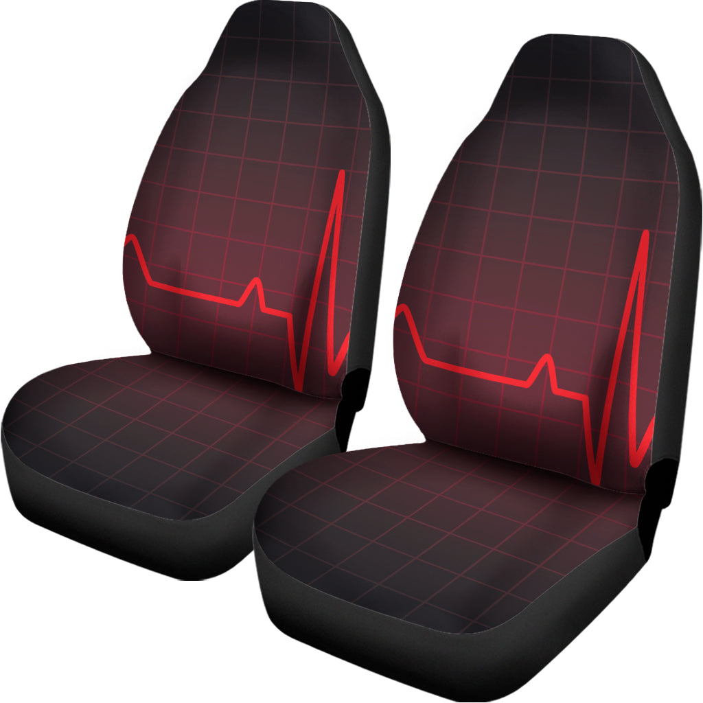 Red Heartbeat Print Universal Fit Car Seat Covers
