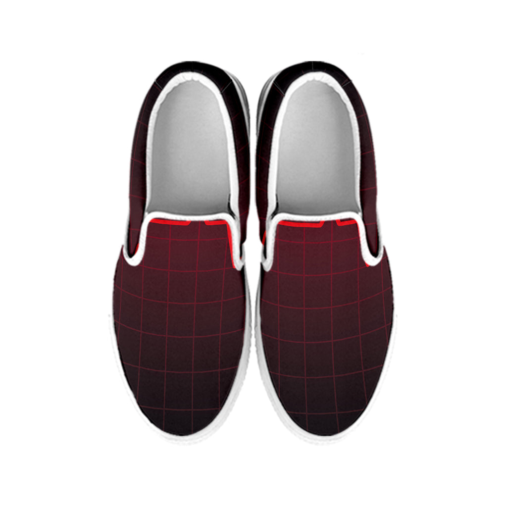 Red Heartbeat Print White Slip On Shoes