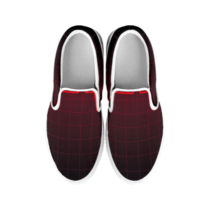 Red Heartbeat Print White Slip On Shoes