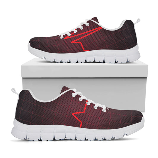 Red Heartbeat Print White Sneakers