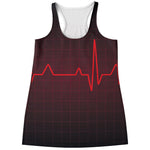 Red Heartbeat Print Women's Racerback Tank Top