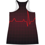 Red Heartbeat Print Women's Racerback Tank Top