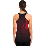 Red Heartbeat Print Women's Racerback Tank Top