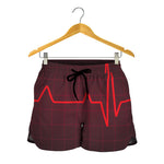 Red Heartbeat Print Women's Shorts