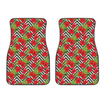 Red Hibiscus Chevron Pattern Print Front Car Floor Mats