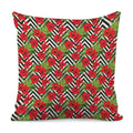Red Hibiscus Chevron Pattern Print Pillow Cover