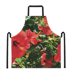 Red Hibiscus Flowers Print Apron