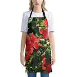 Red Hibiscus Flowers Print Apron