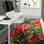 Red Hibiscus Flowers Print Area Rug