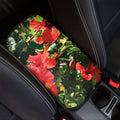 Red Hibiscus Flowers Print Car Center Console Cover