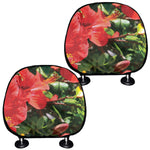 Red Hibiscus Flowers Print Car Headrest Covers