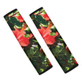Red Hibiscus Flowers Print Car Seat Belt Covers