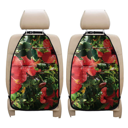 Red Hibiscus Flowers Print Car Seat Organizers