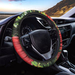 Red Hibiscus Flowers Print Car Steering Wheel Cover