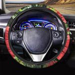 Red Hibiscus Flowers Print Car Steering Wheel Cover