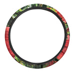 Red Hibiscus Flowers Print Car Steering Wheel Cover