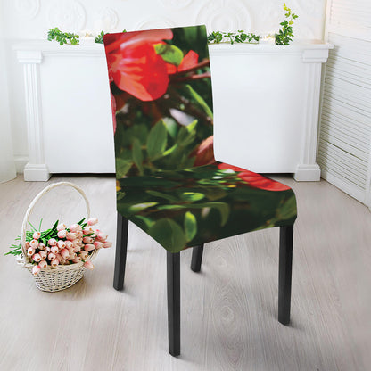 Red Hibiscus Flowers Print Dining Chair Slipcover
