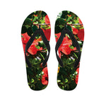 Red Hibiscus Flowers Print Flip Flops